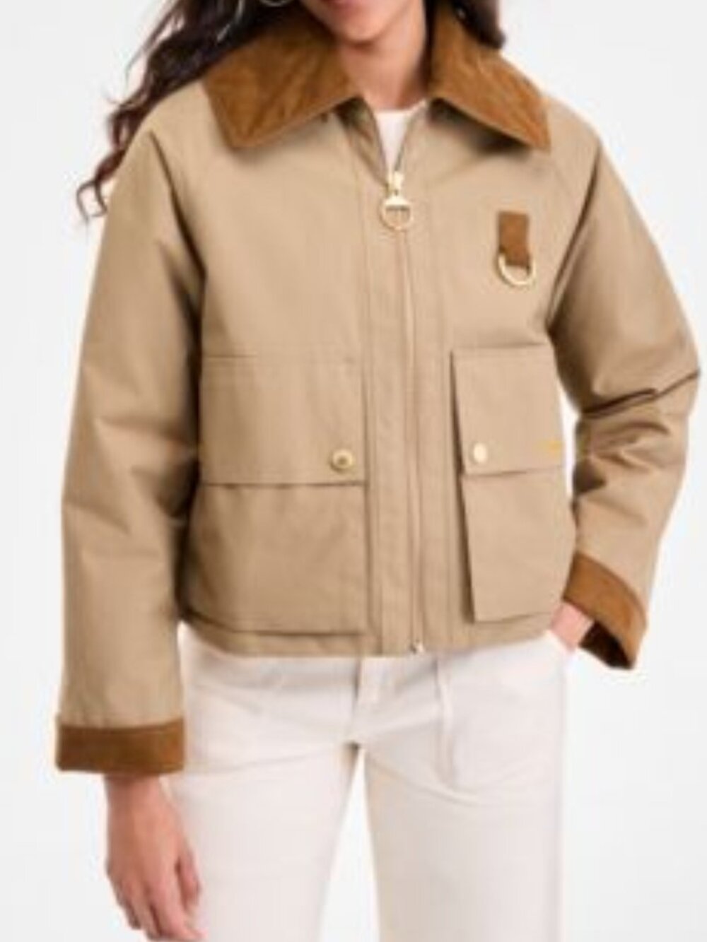 Barbour Nora Oversized-Collar Utility Jacket